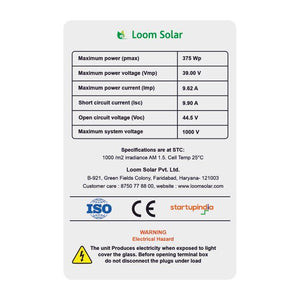 Loom Solar Panel 375 watt - 24 volt Mono PERC